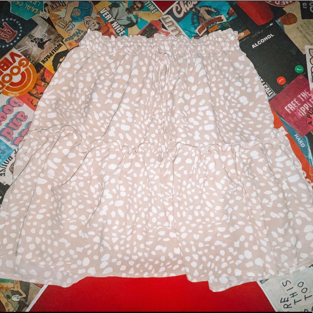 Tan/White Polka Dot Skirt!